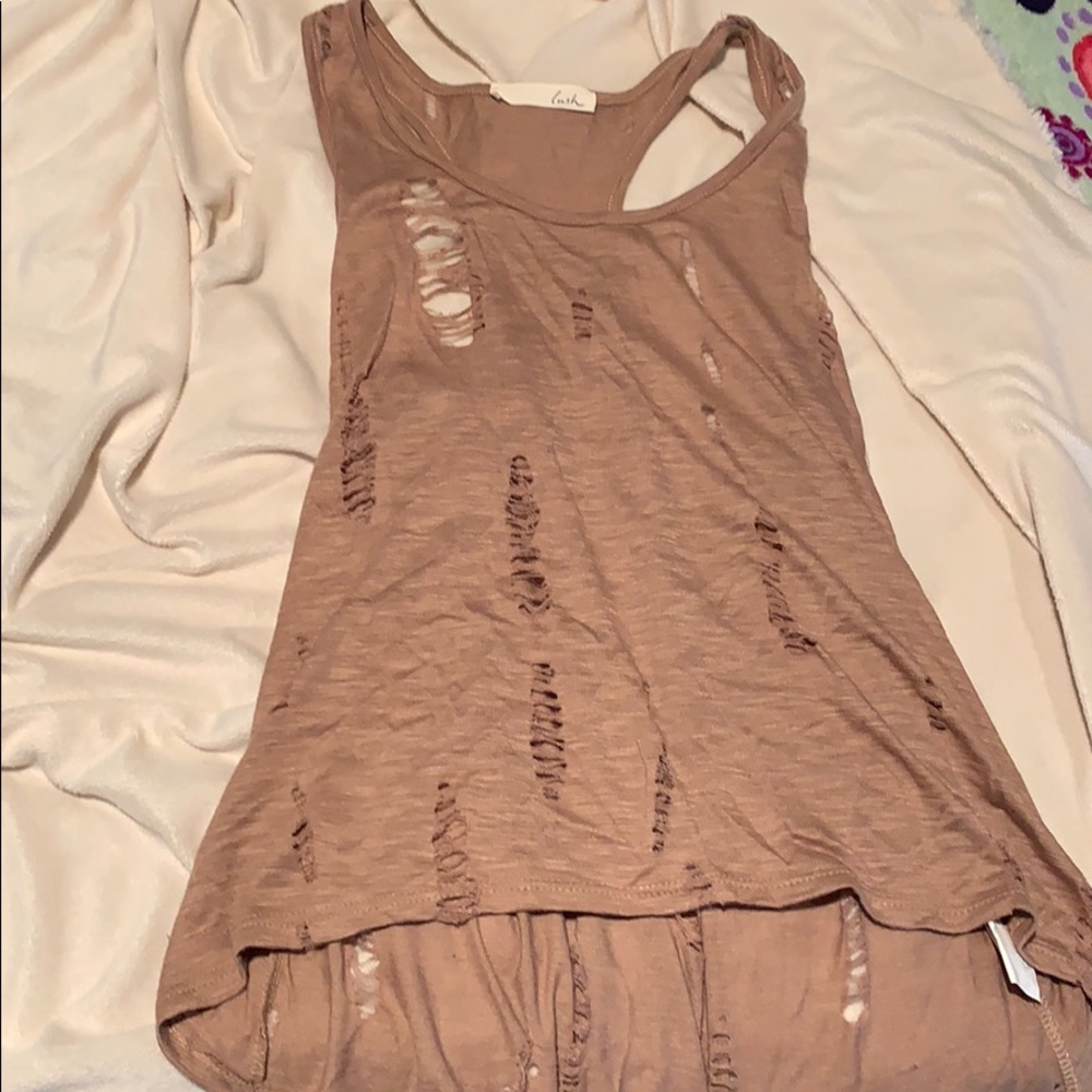 Distressed tan/brown tank top